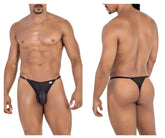 Black sheer mesh thong candyMan 99776 with small white logo on sideband in black color