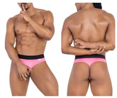 Pink athletic briefs with black waistband by candyman 99781 protuder thongs for comfortable activewear use
