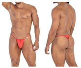 Red CandyMan 99789 heart thong back view with heart-shaped cutout and thin adjustable straps in soft fabric