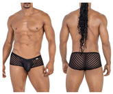 Black mesh briefs candyMan 99790 with diagonal striped pattern for breathable comfortable wear