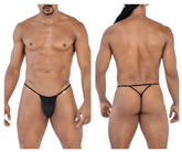 Black CandyMan 99795 mesh g-string thong with smooth form-fitting design and thin elastic straps back view