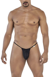 Black CandyMan 99795 mesh g-string thong with smooth form-fitting design and small white tag on the side