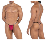 Bright pink candy man 99795 mesh g-string thong with black trim and small white logo on the side