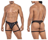 Black mesh briefs candyMan 99798 garter mesh thongs with adjustable leg straps for a secure fit