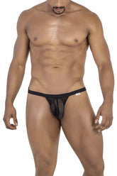 Black mesh briefs with a solid black waistband from candyman 99801 mesh thongs collection