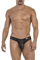 Black candyMan 99812 mesh briefs thong with sheer mesh design and open front detailing