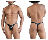 CandyMan 99819 dom thong in gloss black patent leather with shiny finish and metallic hardware accents