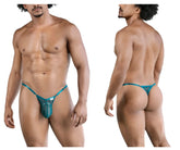 Teal mesh thong with metallic trim and small brand tag from candyman 99824 mesh thongs color green collection