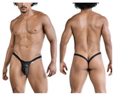 Black candyMan 99841 mesh thong for men with sleek form-fitting design and central pouch for support