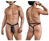 Black CandyMan 99842 mesh jockstrap with sleek adjustable straps and a central pouch in a form-fitting design
