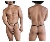 Black CandyMan 99852 nudist thong with gold-tone hardware and a small white label on the front