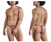 Red CandyMan 99852 Nudist thong with central clasp and adjustable side straps for comfortable fit