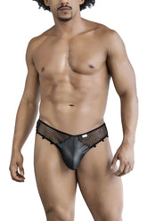 Black mesh and satin briefs candyMan 99860 fishnet thongs featuring a sleek modern design in black color