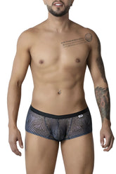 CandyMan 99873 Egyptian trunks gray-black men’s briefs with sheer mesh fabric and black and gray pattern