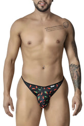 Black candyman 99875 briefs with vibrant red and green chili pepper print perfect for bold everyday wear