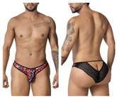 Vibrant candyman 99876 leopard briefs with bold animal print front and sheer black lace mesh back detailing