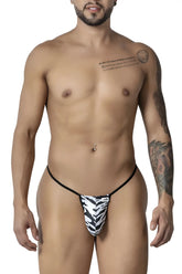CandyMan 99877 zebra thong with black and white zebra print and thin black waistband for stylish underwear wear