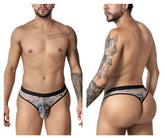 Candyman 99885 sun moon thongs in nude black with celestial sun moon stars and constellation pattern for men