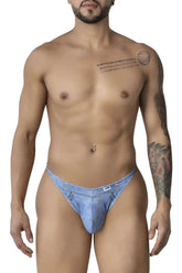 Light blue denim briefs with subtle faded wash and stitched detailing candyMan 99899 cowboy thongs color denim blue