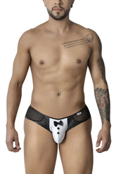 Candyman 99919 tuxedo briefs in black and white with bow tie design on front for stylish men underwear