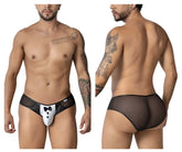CandyMan 99919 tuxedo briefs in black and white with bow tie design men’s underwear front view