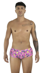 Pink pineapple-patterned cotton men’s briefs candyMan 99922 trunks color printed pink front view