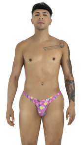 Pink tropical pineapple patterned thong CandyMan 99924 showing vibrant color and comfortable material