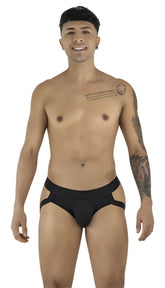 Black candyman 99925 jockstrap athletic briefs with side cutouts and snug fit for active wear