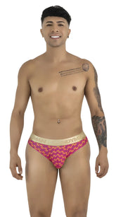CandyMan 99926 briefs pink with gold wavy pattern men’s printed underwear designed for comfort and style