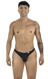 Black CandyMan 99928 bikini briefs with a small white logo on the left hip designed for comfortable everyday wear