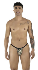 CandyMan 99939 thong in black and camo with snug form-fitting design shown from the back side