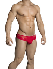 Candyman lace cut out thong underwear red size S featuring red lace trim and a revealing design for men
