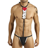 Candyman tuxedo outfit costume black and white with red heart-shaped pendant size l for novelty events