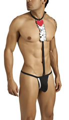Candyman tuxedo outfit costume black and white with red heart pendant novelty design size L