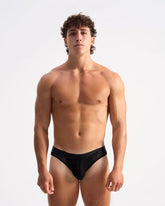 Casanova brief black briefs with textured mesh-like pattern along the waistband for comfortable everyday wear
