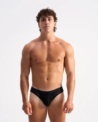 Casanova brief black briefs with textured mesh-like pattern along the waistband for comfortable everyday wear