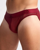 Maroon casanova brief mesh briefs with ribbed texture and elastic waistband designed for comfortable daily wear