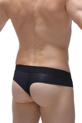 Cheeky brief voile black with sleek black stretchy fabric and wide waistband in a form-fitting design