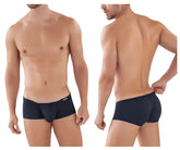 Clever 0872 latin trunks black snug fit black men’s briefs with small brand logo on waistband front view