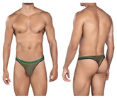 Olive green mesh thong with teal and black elastic waistband branded clover from clever 0927 premium thongs color green