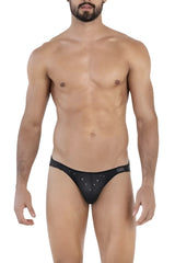 Black clever 1633 illusion bikini briefs with star pattern made from comfortable fabric for men