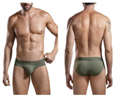 Olive green cotton briefs with clever branding on waistband from clever 1670 britannica briefs collection