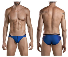 Blue clever 1675 eroticism bikini swim trunks with black trim and central buckle at waistband for stylish beachwear