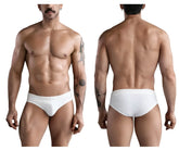 White clever 1743 island swim briefs with breathable textured mesh fabric designed for comfortable swimwear use