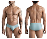 Light blue seamless briefs with subtle brand logo on waistband from clever 1746 pastel briefs color green collection