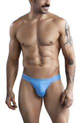 Light blue clever 1749 eco bikini thong made of smooth elastic fabric with a form-fitting design shown from the back side