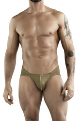 Olive green clever 1775 optimo briefs athletic briefs with central seam and small logo on front waistband