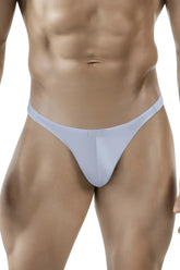 Light blue smooth-textured clever 1830 desirable thong with subtle brand tag at the front in gray color