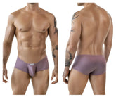 Purple textured men briefs with central pouch and clever 1844 logo on waistband in clever 1844 aura trunks color brown
