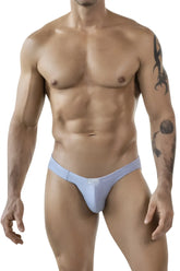 Light blue seamless form-fitting Clever 1845 Aura bikini with small white brand tag on waistband